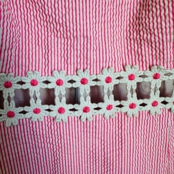 Lilly Pulitzer Pink Seersucker Stripe Sheena Daisy Dress Preppy Size 10 Lined - Picture 8 of 15
